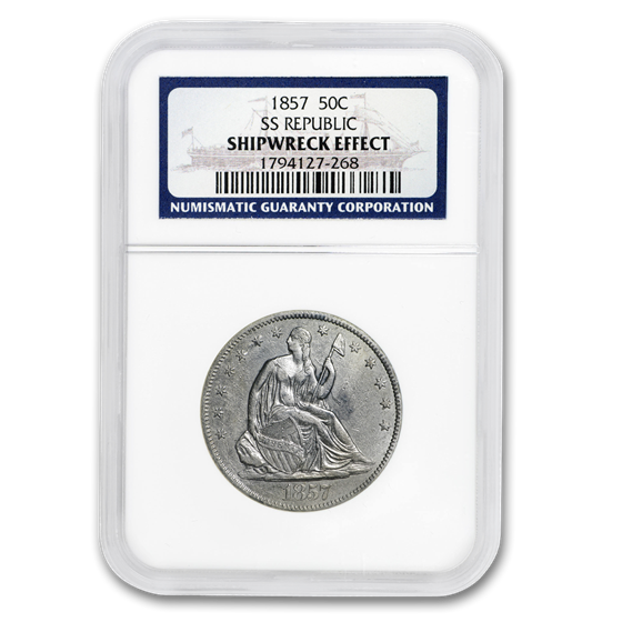 1857 Seated Half Dollar NGC (SS-Republic, Book display) 1857 Seated Half Dollar NGC (SS-Republic, Book display)